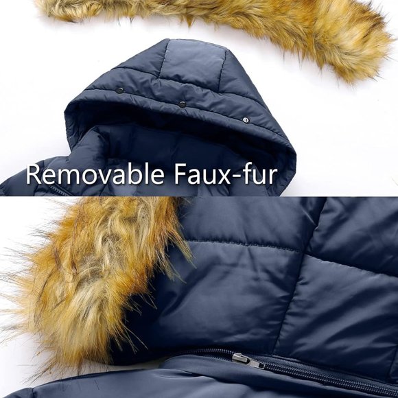 Women's Winter Down Thicken Jacket Puffer Parka Coat with Removable Fur Hood - Picture 5 of 7